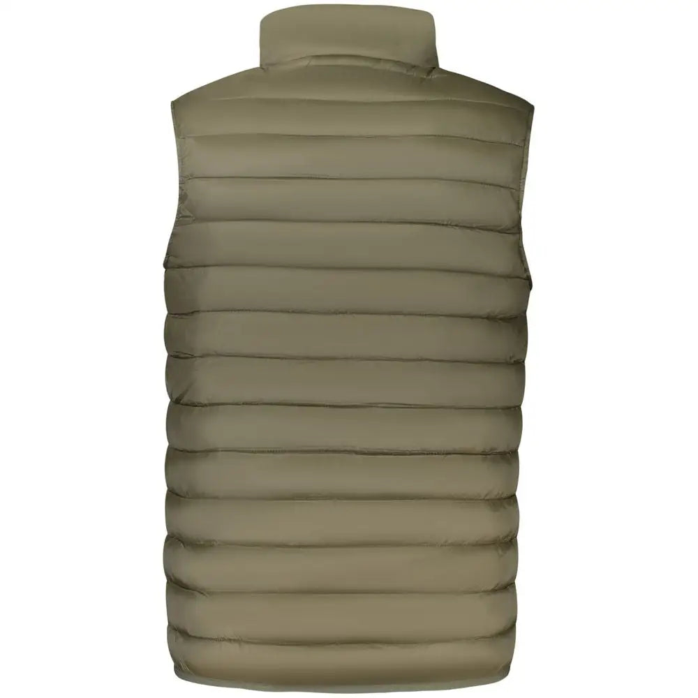 Cavalli Class Verde polyester mænds jakke i olivengrøn quiltet puffer med høj krave