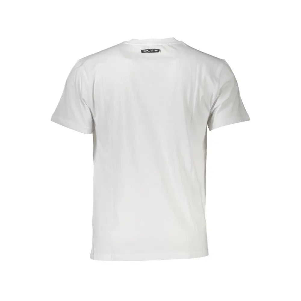 Cavalli Class white cotton men t-shirt med crew neck og korte ærmer