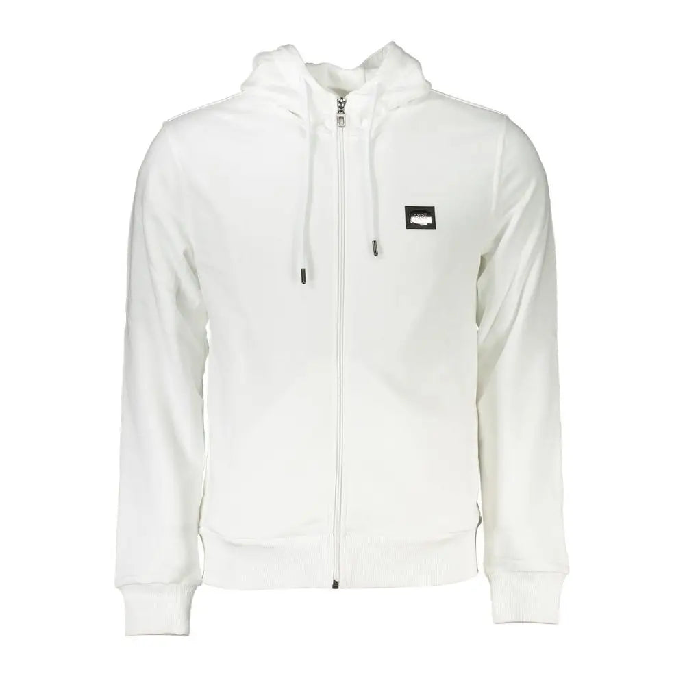 Cavalli Class White Cotton Men’s Hooded Sweater - Sweaters