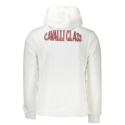 Cavalli Class White Cotton Men’s Hooded Sweater - Sweaters