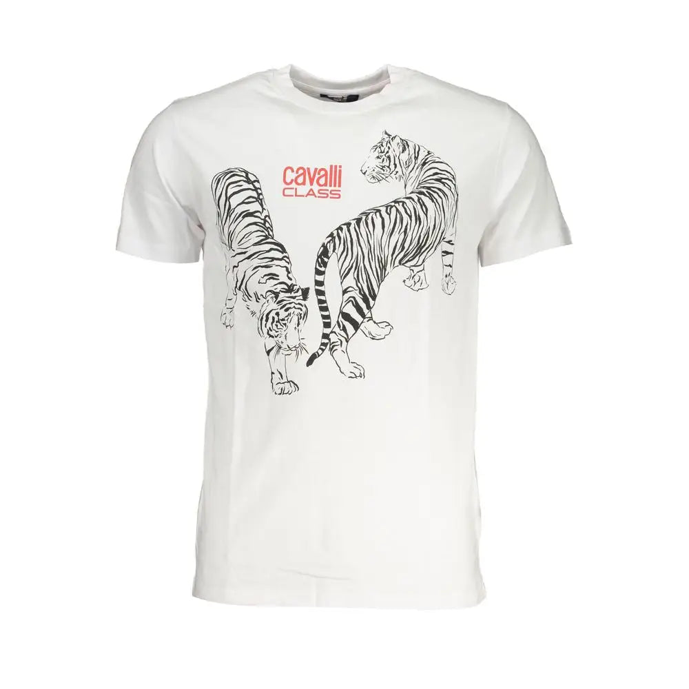 Cavalli Class White Cotton T-Shirt - T-shirts