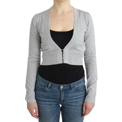 Cavalli Gray cropped wool cardigan