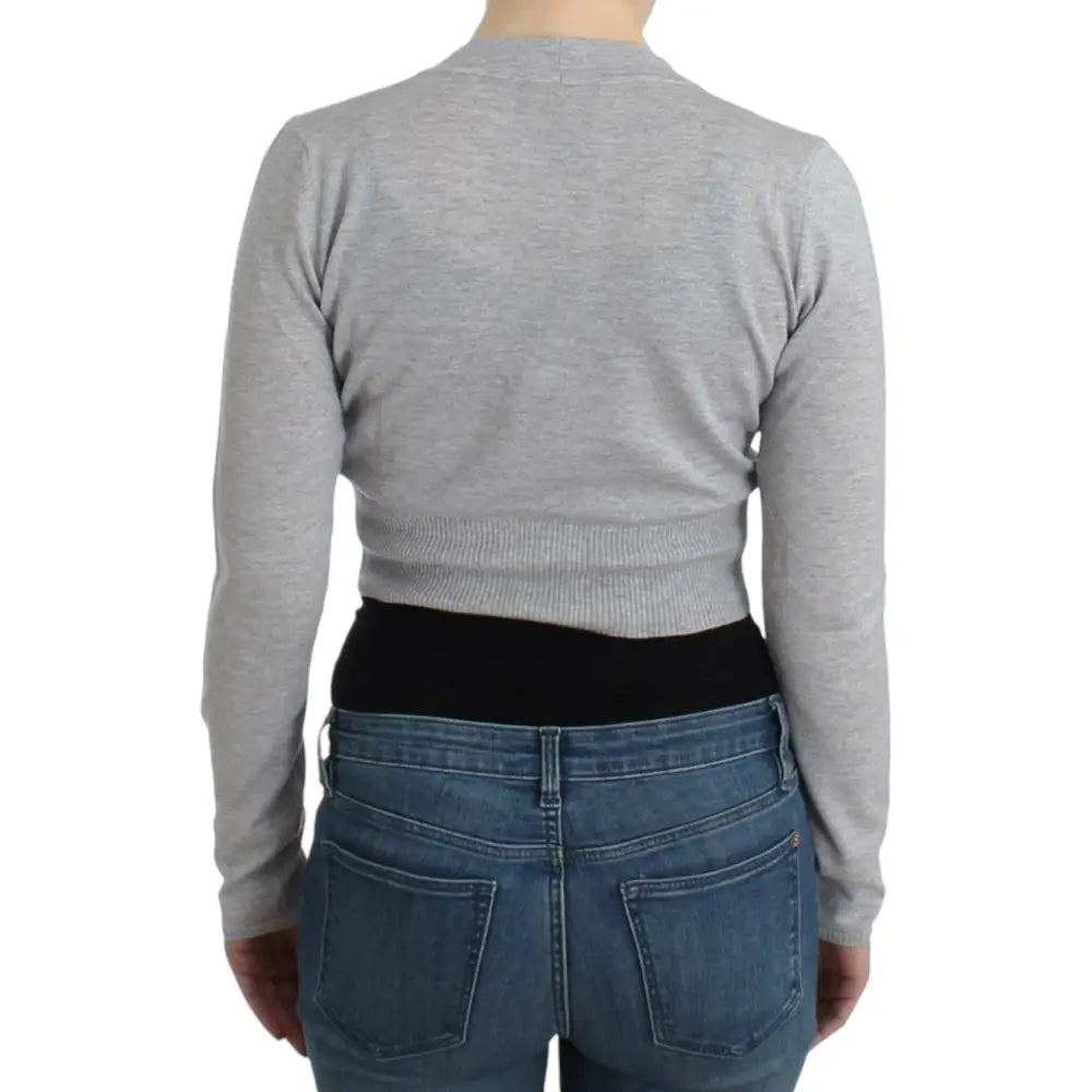 Cavalli Gray cropped wool cardigan