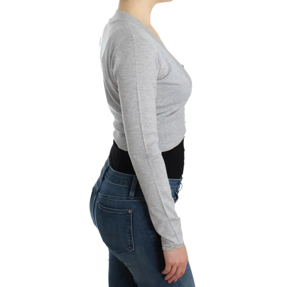 Cavalli Gray cropped wool cardigan