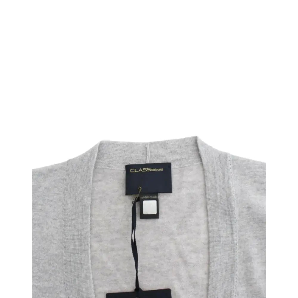 Cavalli Gray cropped wool cardigan