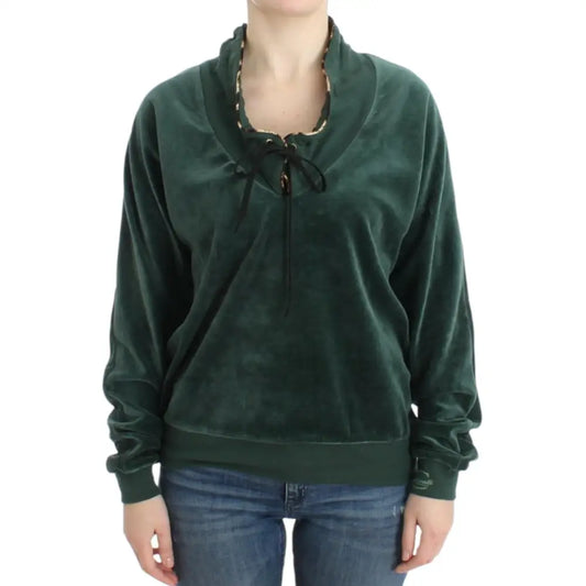 Cavalli Green velvet cotton sweater