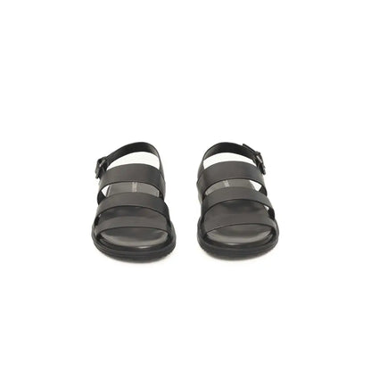 Cerruti 1881 Black Leather Men Sandal