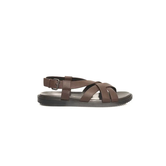 Cerruti 1881 Brown Leather Men Sandal
