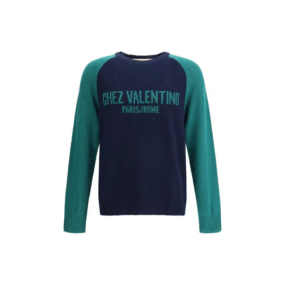 Navy blue og teal chez valentino sweater med 100% originale brands