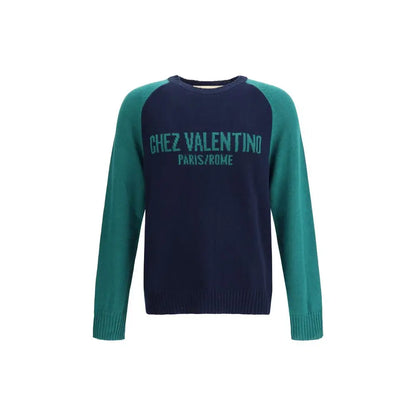 Navy blue og teal chez valentino sweater med 100% originale brands
