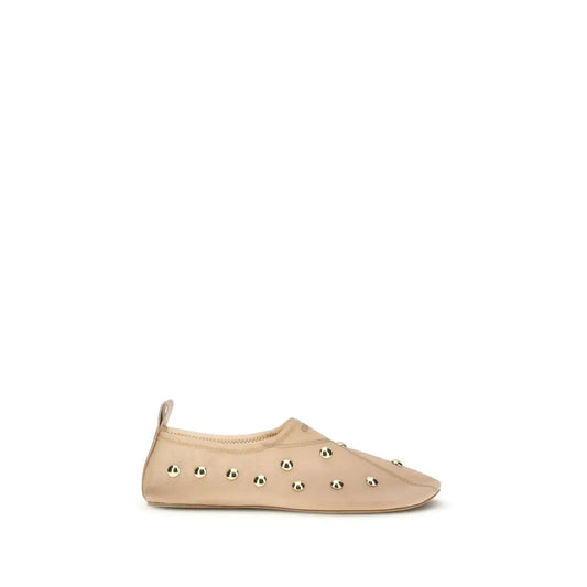 Chloé multicolor polyamide ballet flats with beige leather and gold studs