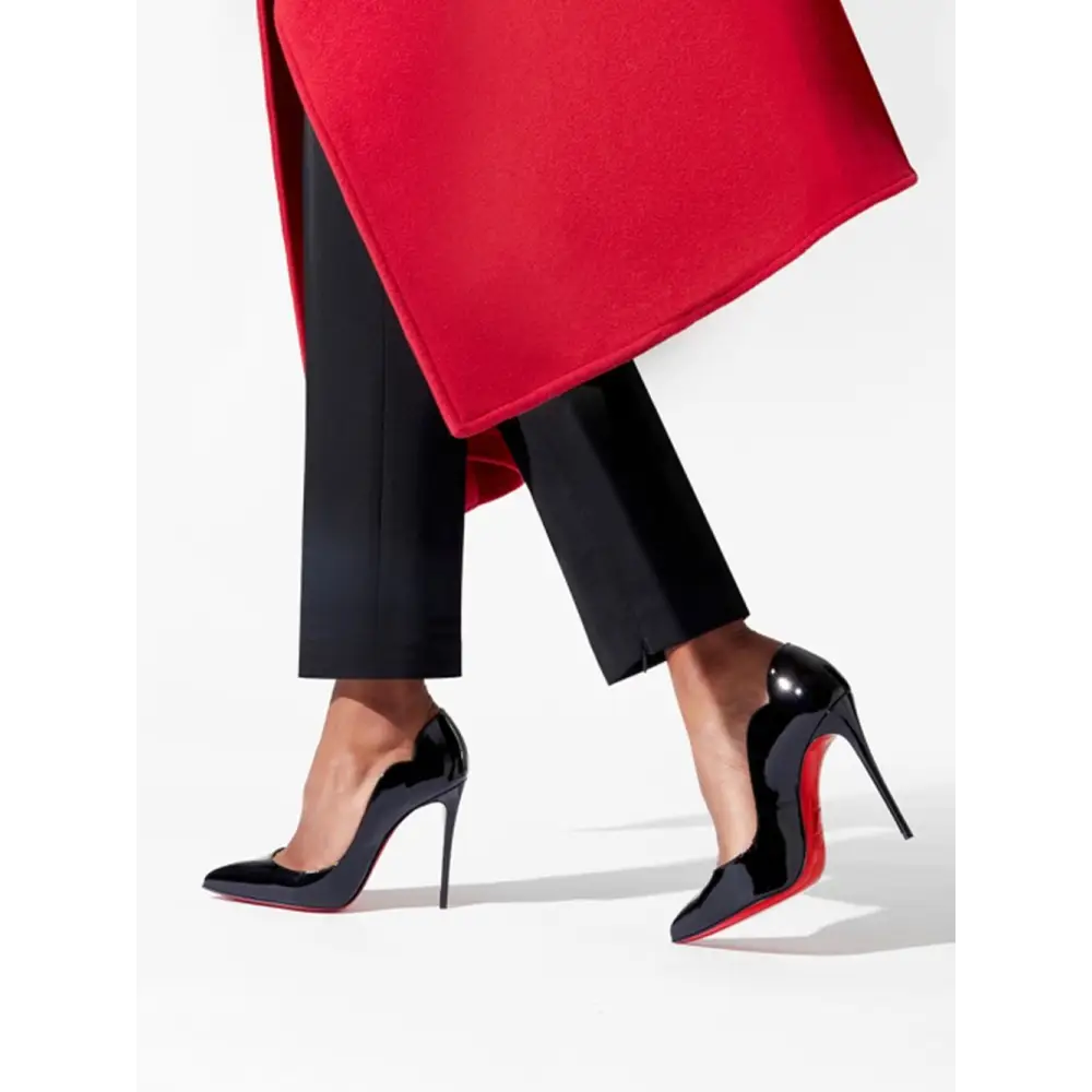 Sort sorte patent læder Christian Louboutin Hot Chick pumps med røde såler