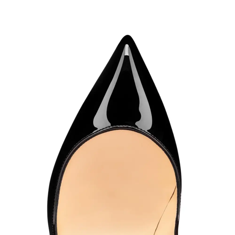 Christian Louboutin Hot Chick sorte patent læder pumps med sølv hæl