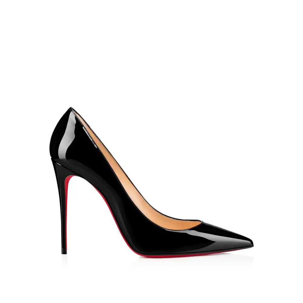Christian Louboutin black patent læder Kate Décolleté 100 med rød sål