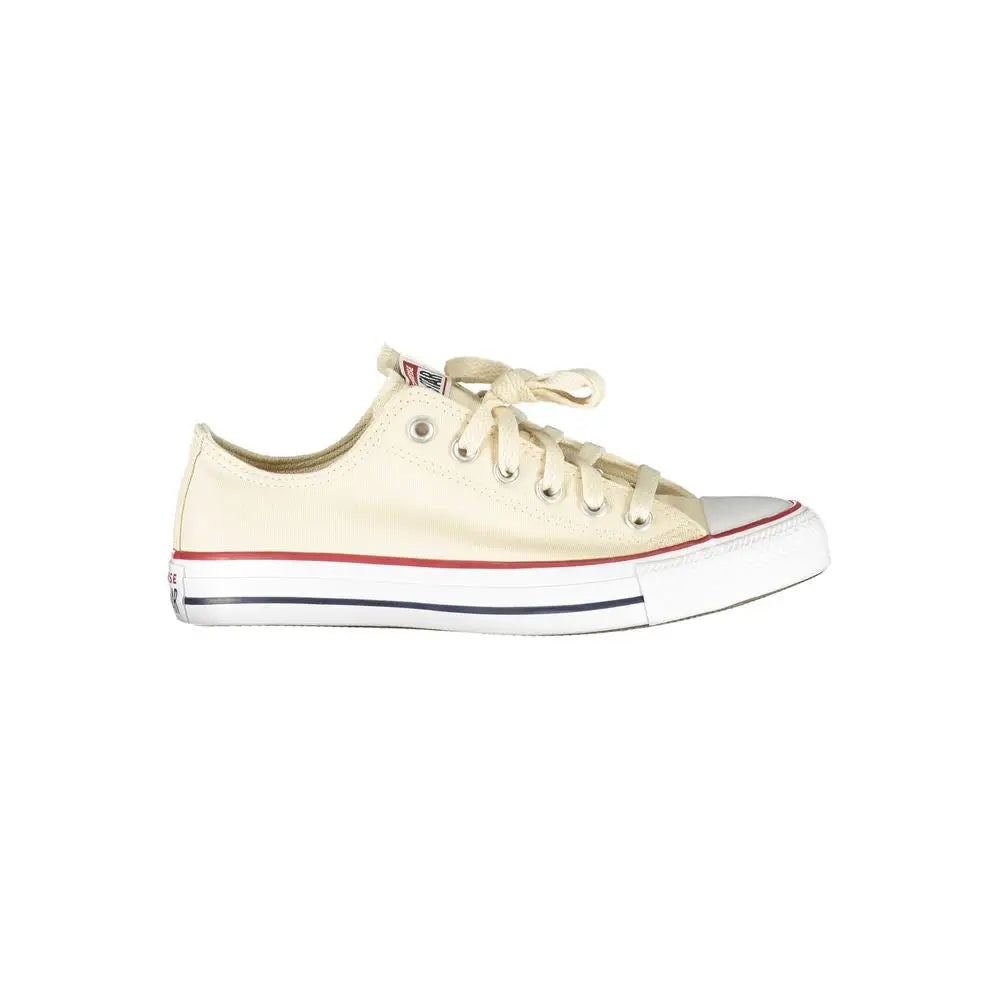 Converse beige polyester mænds sneakers i cremede canvas med røde og marineblå striber