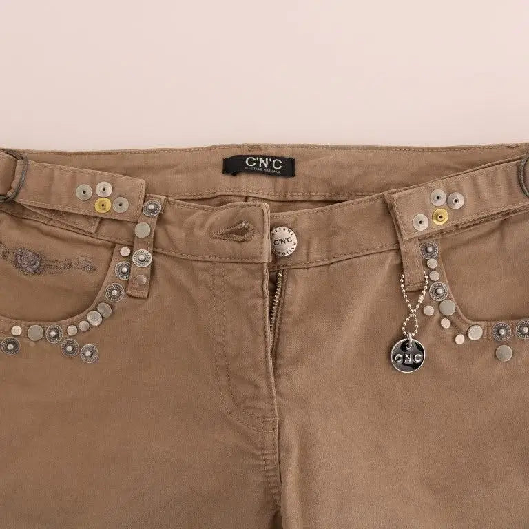 Costume National Beige Cotton Stretch Slim Fit Jeans