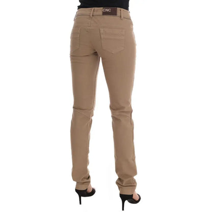 Costume National Beige Cotton Stretch Slim Fit Jeans
