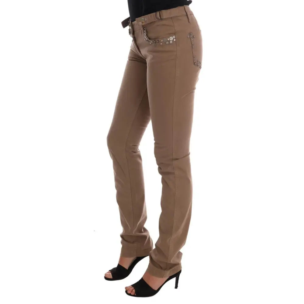 Costume National Beige Cotton Stretch Slim Fit Jeans
