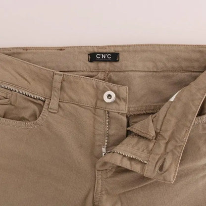Costume National Beige Cotton Stretch Slim Fit Jeans