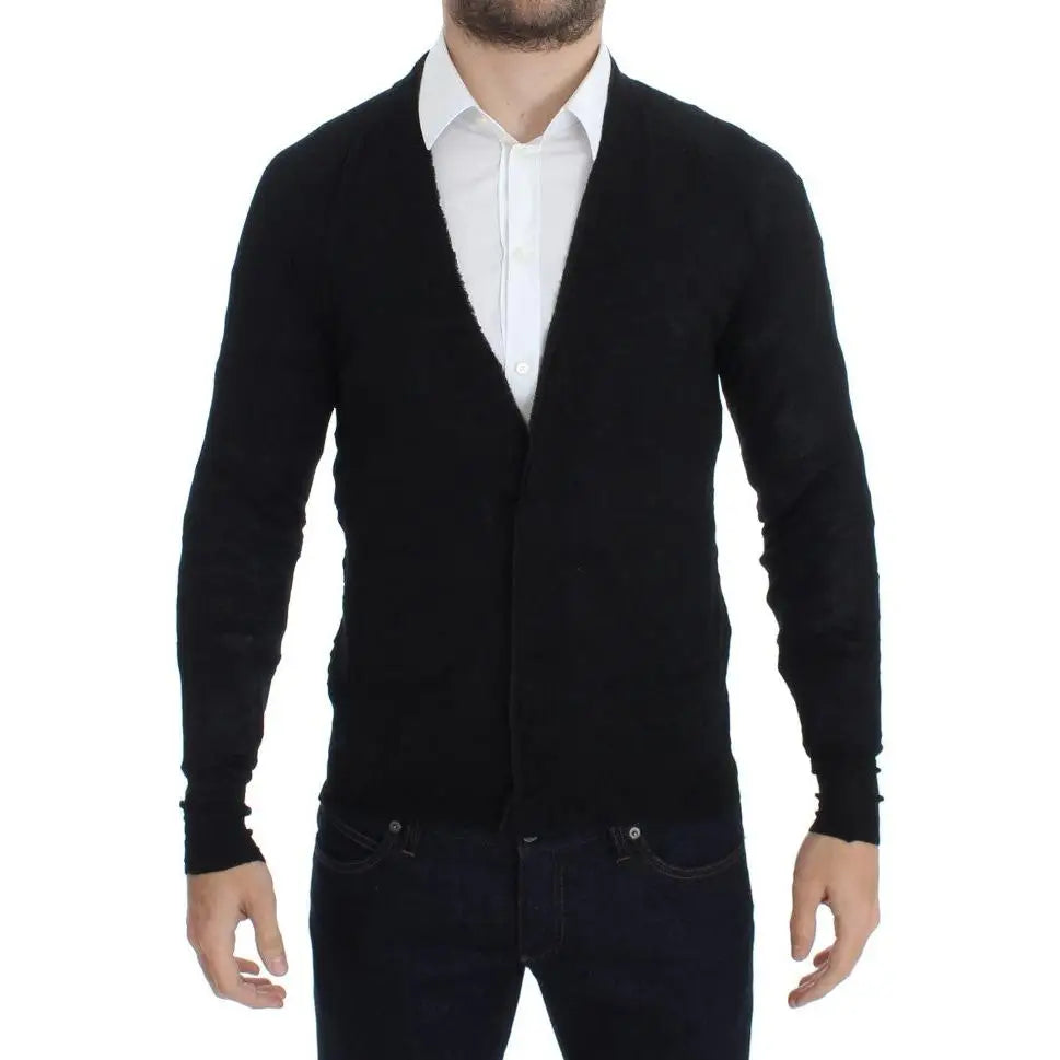 Costume National Black Fine Wool Button Cardigan