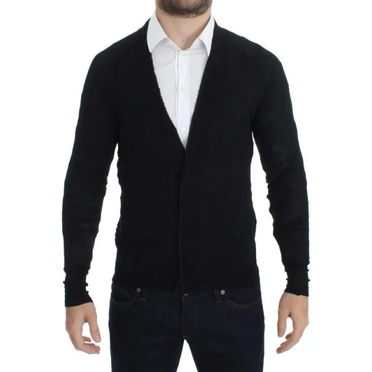 Costume National Black Fine Wool Button Cardigan