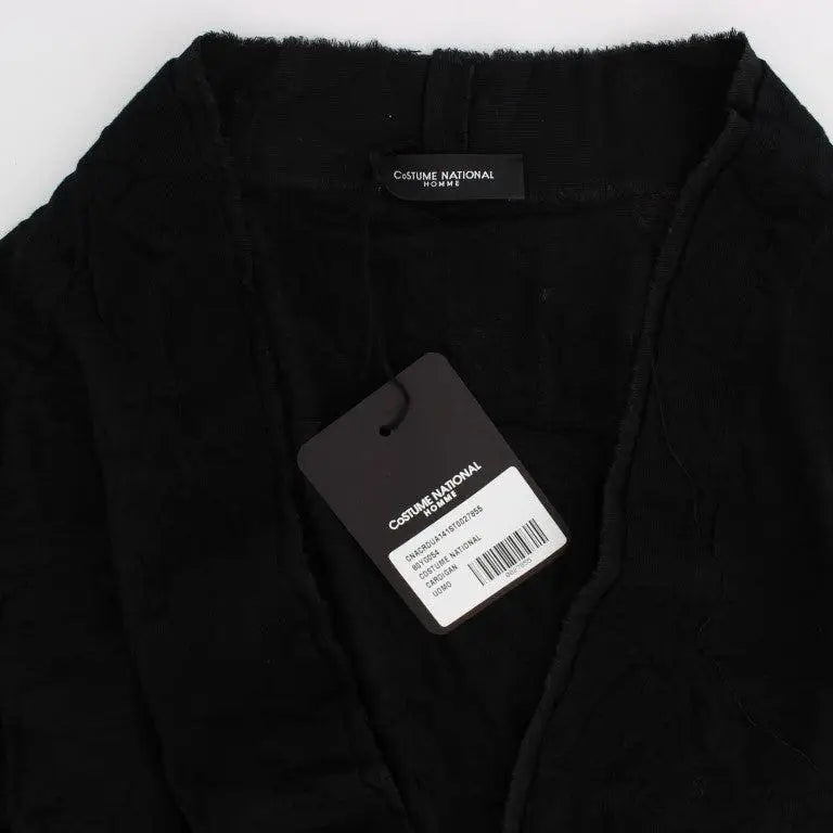 Costume National Black Fine Wool Button Cardigan