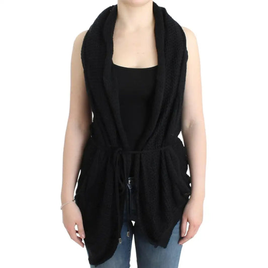 Costume National Black sleeveless knitted cardigan