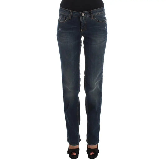 Costume National Blue Cotton Blend Bootcut Jeans