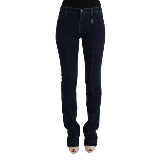 Costume National Blue Cotton Bootcut Flared Jeans