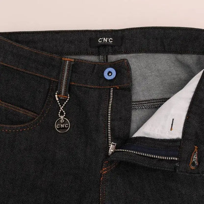 Costume National Blue Cotton Stretch Slim Fit Jeans