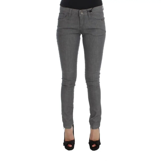 Costume National Gray Cotton Blend Slim Fit Jeans