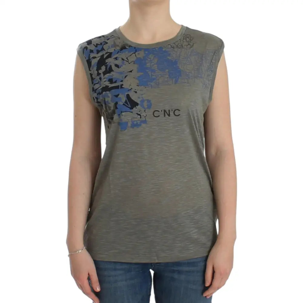 Costume National Gray print sleeveless t-shirt