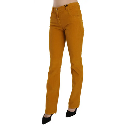 Costume National Orange High Waist Straight Trouser Pants - Bukser