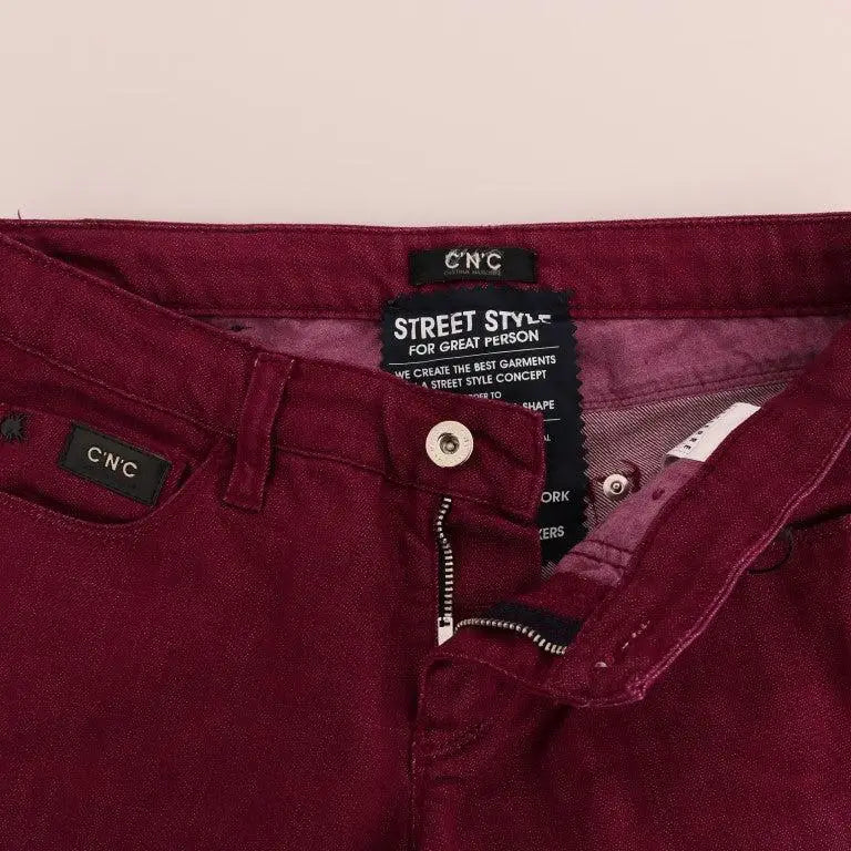 Costume National Red Wash Cotton Stretch Denim Jeans