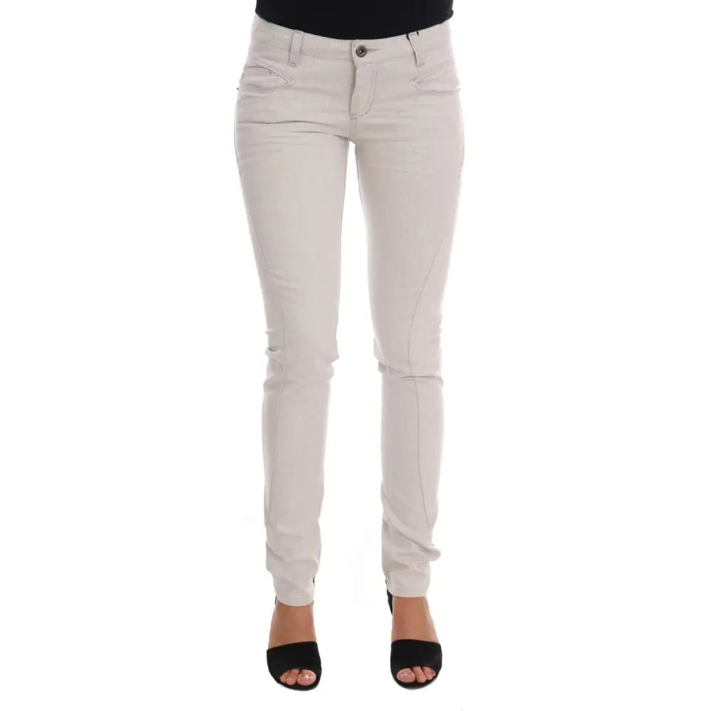 Costume National White Cotton Stretch Slim Jeans