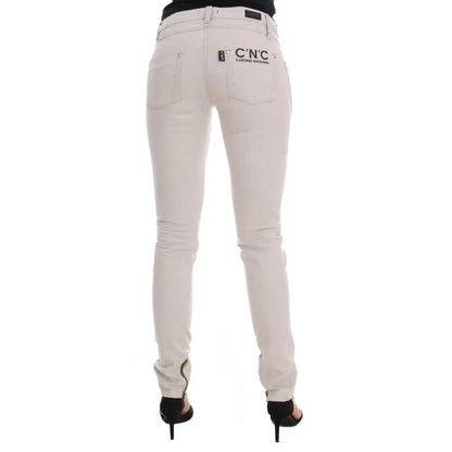 Costume National White Cotton Stretch Slim Jeans