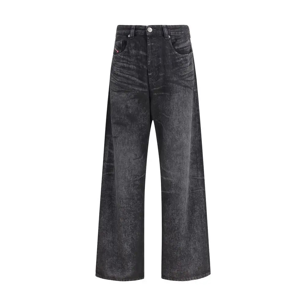 Diesel sorte bomuldsjeans med faded wash og relaxed fit fra outlet mærkevarer