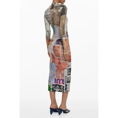 Desigual beige viscose kjole med outlet mærkevarer, 100% originale brands