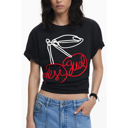Desigual Black Cotton Tops & T-Shirt - XS - T-shirts