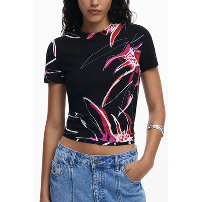 Desigual Black Elastane Tops & T-Shirt - XS - T-shirts