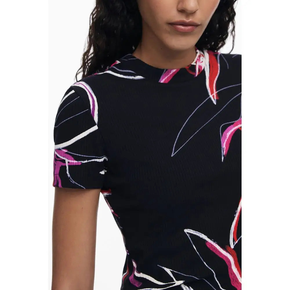 Desigual Black Elastane Tops & T-Shirt - XS - T-shirts