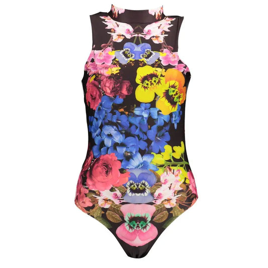 Desigual Sorte bodysuit med sort baggrund og blomsterprint