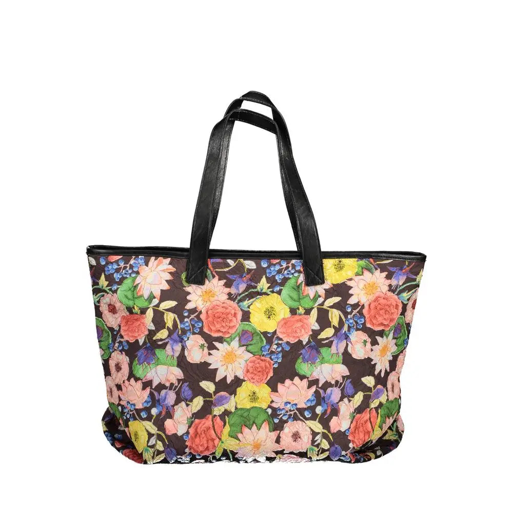 Desigual black polyethylene kvindetorve med farverige blomster