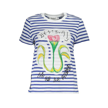 Desigual Blue Cotton Women Top - L - T-shirts