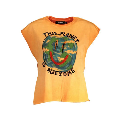 Desigual Orange Cotton Women Top - XL - T-shirts