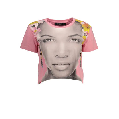 Desigual Pink Cotton Women Top - T-shirts