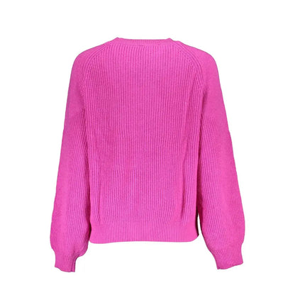 Vibrant desigual rosa polyester kvindesweater i ribbed knit