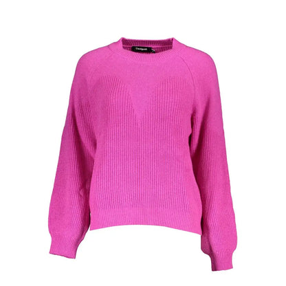 Vibrant desigual rosa polyester ribbed sweater fra outlet mærkevarer