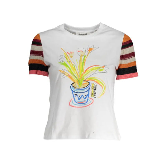 Desigual White Cotton Women Top - T-shirts