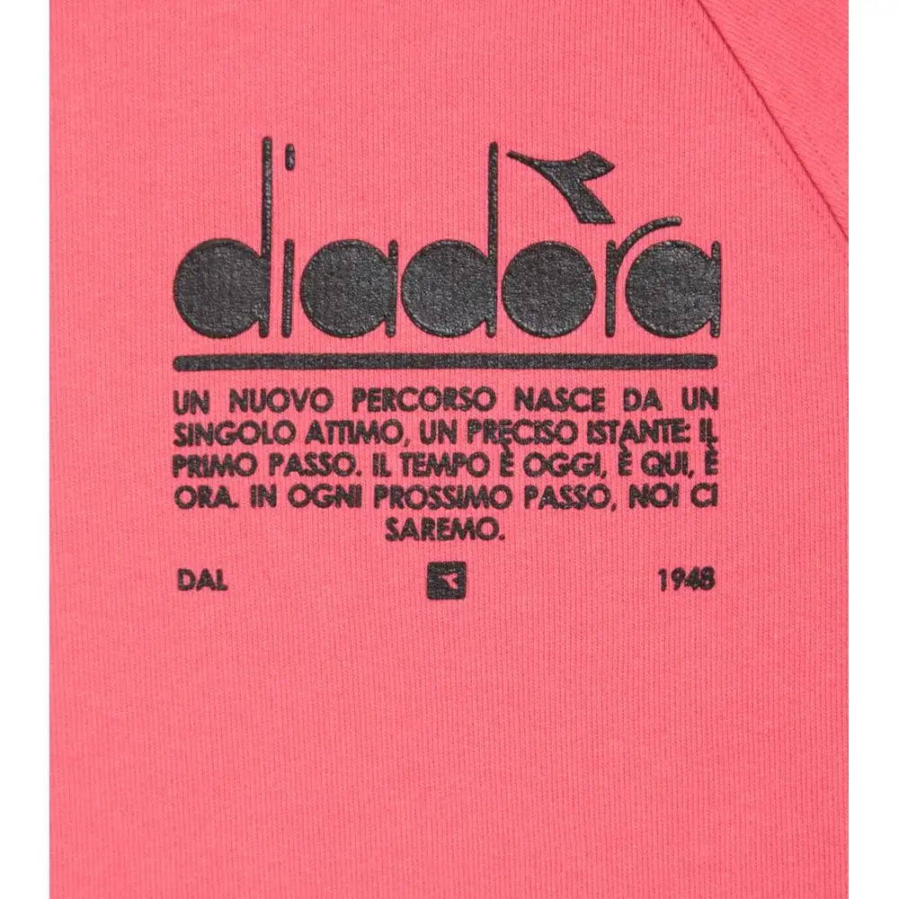 Vibrant pink Diadora multicolor cotton sweatshirt with bold black logo and Italian text on chest